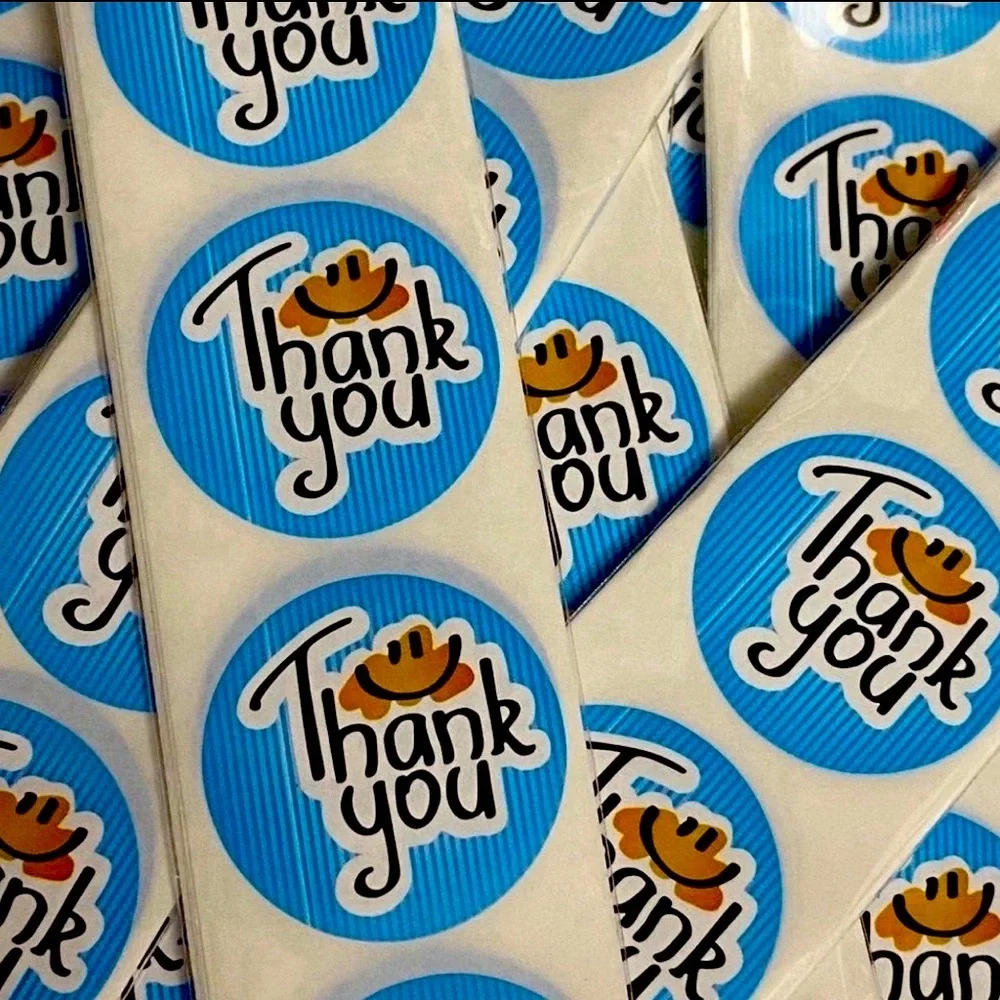 40 Small Thank You Stickers! (Quarter Size)
